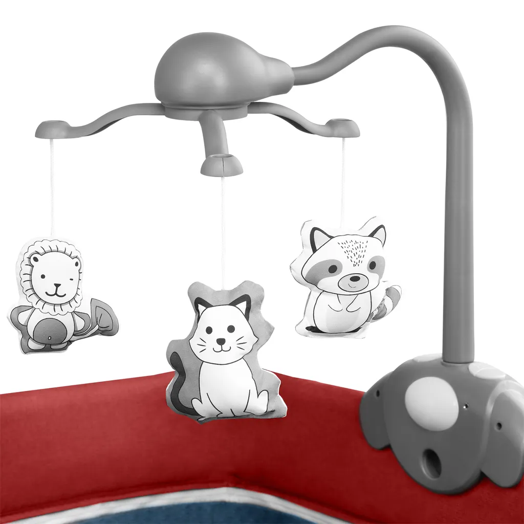 Lionelo Thomi Baby Reisebett Laufstall Kinderreisebett Mit Karussell Wickeltisch Rot-Blue – Bild 8