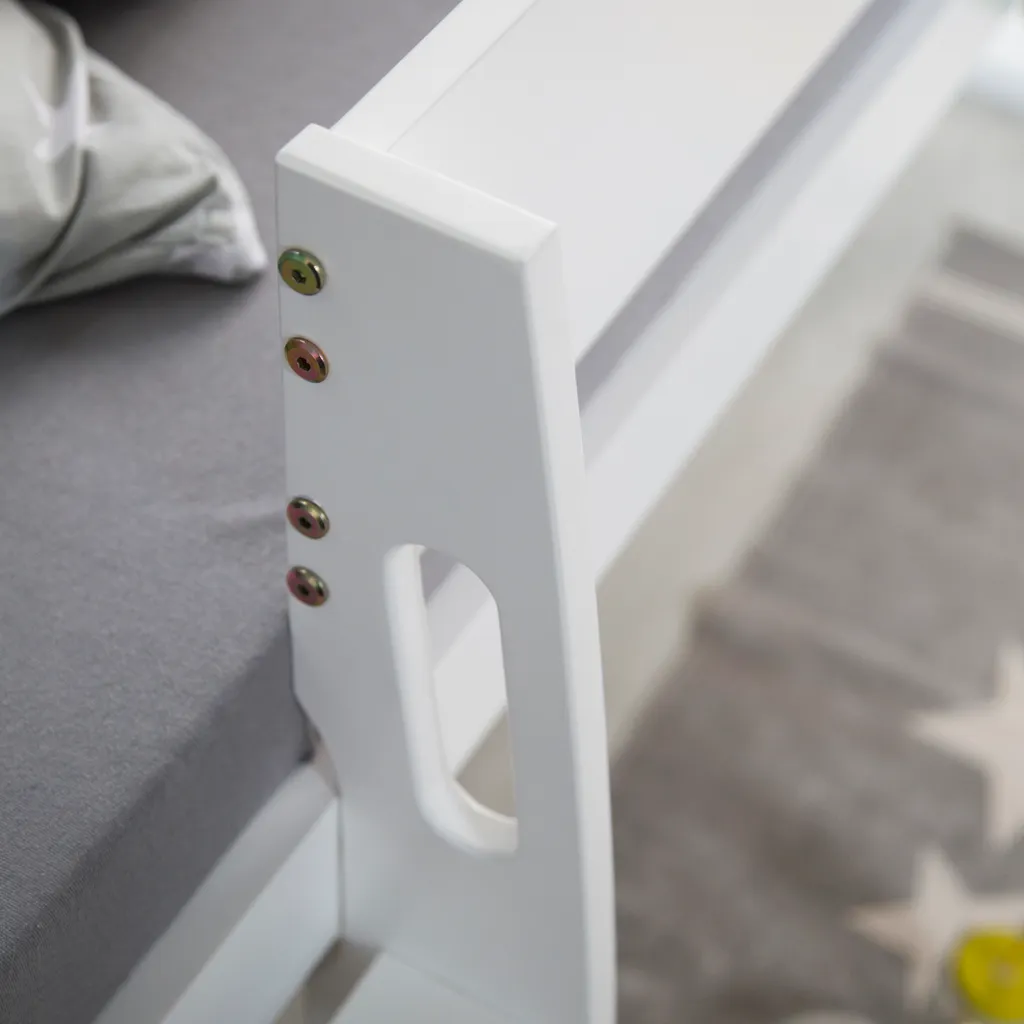 Homestyle4u 1845, Hochbett Spielbett Kinderbett Leiter 90x200 Massiv Jugendbett Weiß Grau – Bild 5