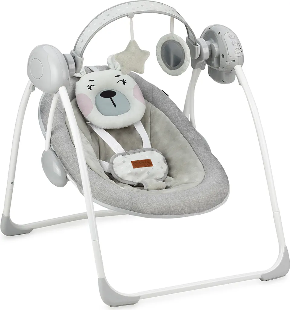 Babywippe Mit Musik Und Vibration Babywiege Schaukelwippe Baby Schaukel Verstellbar, Babyliegestuhl Baby Schlafkorb Babysitz MoMi Liss Teddy – Bild 2