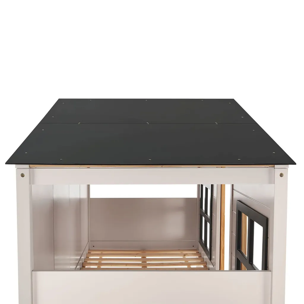 Juskys Kinderbett Farmhaus 90 X 200 Cm Mit Treppe, Dach & Fenster – Hochbett Rosa Für Kinder – Lattenrost Bis 150 Kg – Hausbett Aus Massivholz – Bild 12