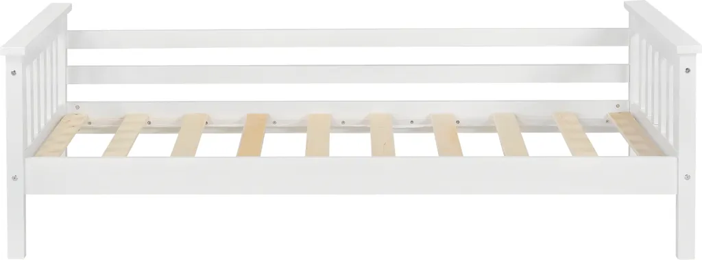 Kinderbett Nuuk Mit Komfort-Matratze 80x160 Cm Jugendbett Mit Stauraum Und Lattenrost Kojenbett Kiefernholz Sperrholz Weiß – Bild 4