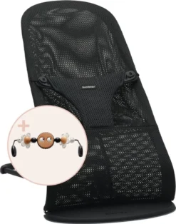 BabyBjörn BABYBJÖRN Babywippe Bliss Mesh Bundle Schwarz Mit Passendem Toys Naughty Eyes Schwarz/weiß Mit Schwarzem Rahmen