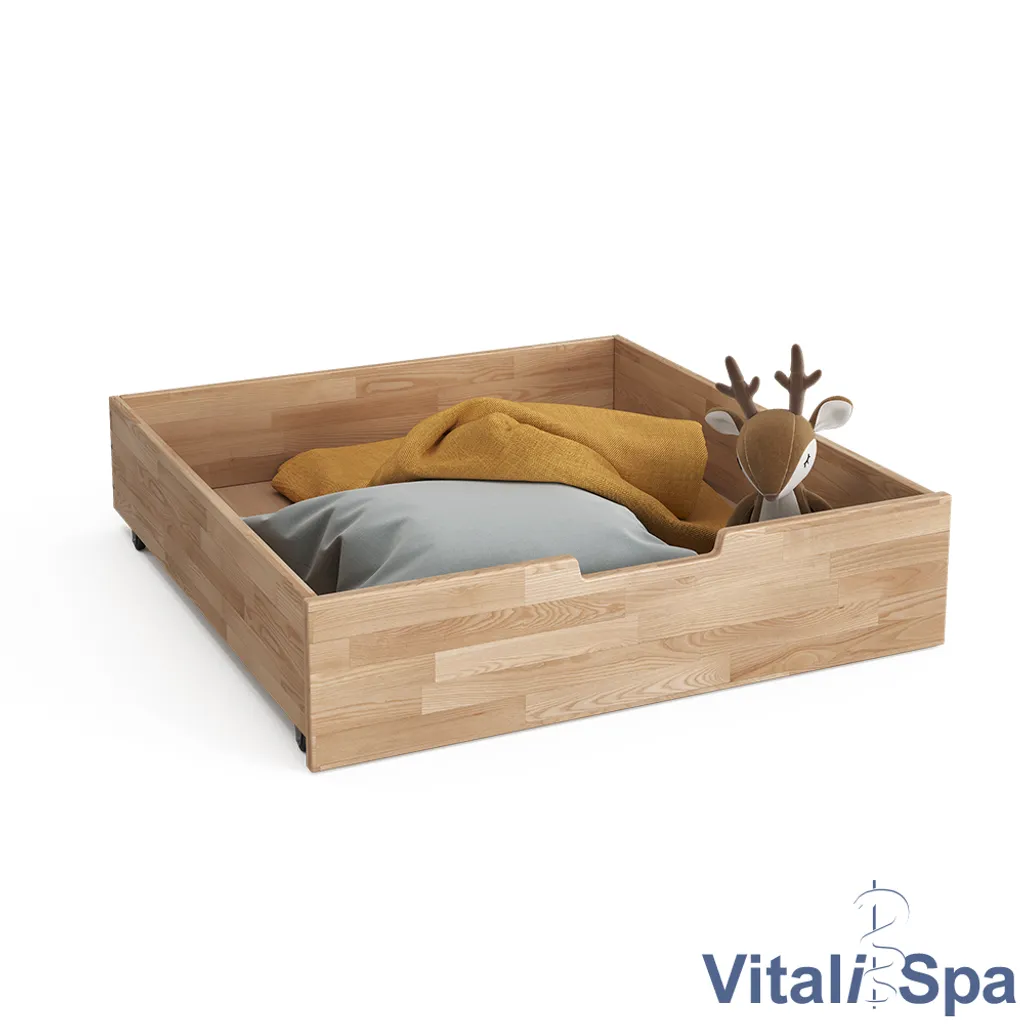 VitaliSpa Bettschublade Teddy Tom Natur 92 X 21 X 89 Cm Massivholz – Bild 7