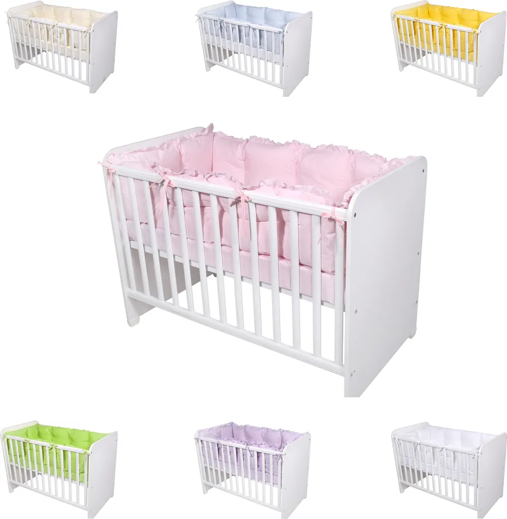 Lorelli Babybett-Nestchen 4-teilig Rundum, Babybett 120 X 60 Cm, 100% Baumwolle Rosa