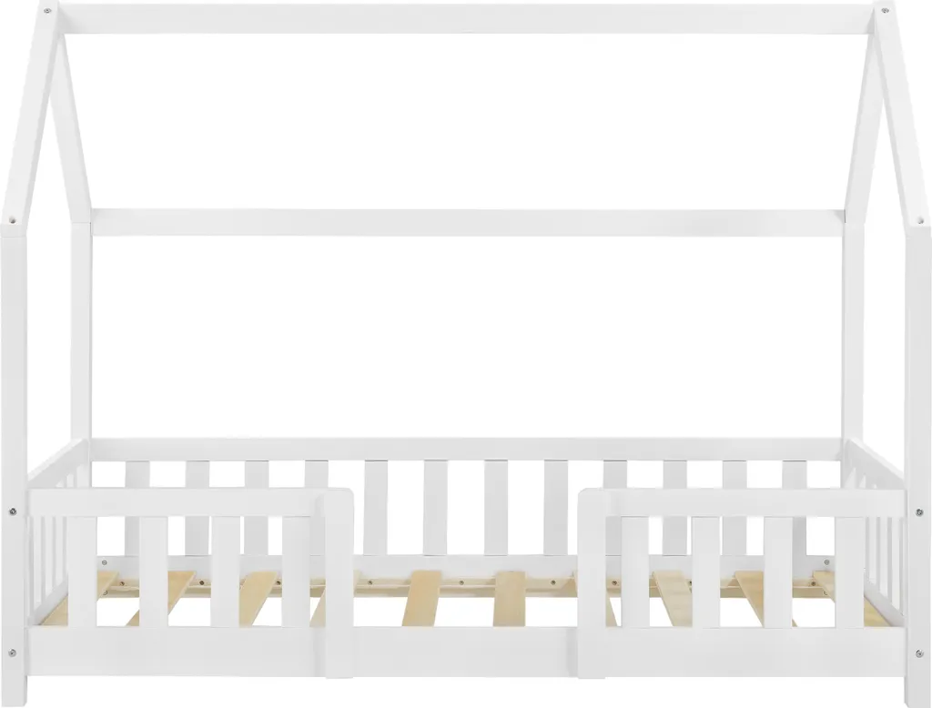 Kinderbett Sisimiut 70x140 Cm Hausbett Mit Rausfallschutz Bettenhaus Mit Lattenrost Kiefernholz Weiß – Bild 5