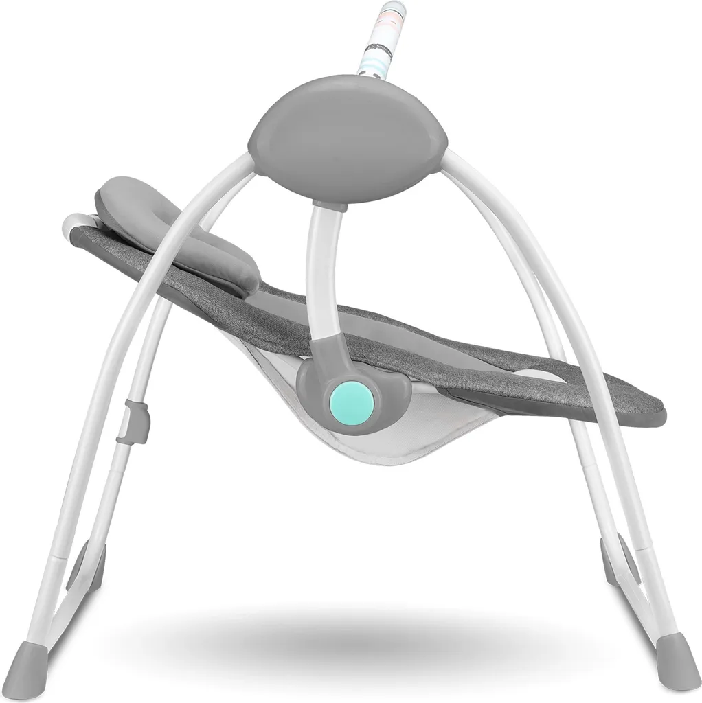 Lionelo Ruben Baby Wippe Babyschaukel Elektrisch Mit Liegefunktion Von 0 Bis 9 Kg Moskitonetz Kuscheltierbügel Dunkelgrau-Türkis – Bild 5