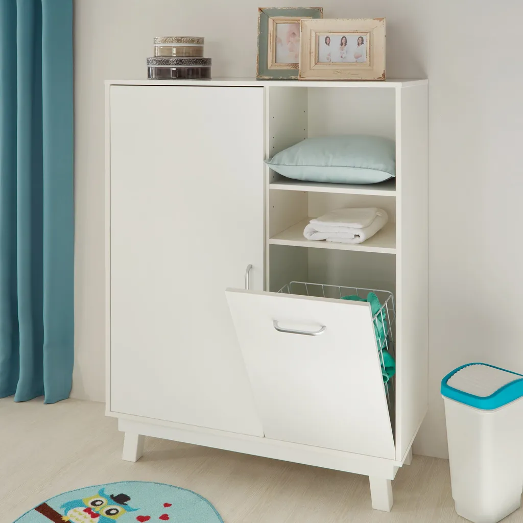 Roba Highboard 'Nordic Weiss', Standregal Inklusive Herausnehmbarem Wäschekorb, Weiß, Regal Für Baby- & Kinderzimmer – Bild 2