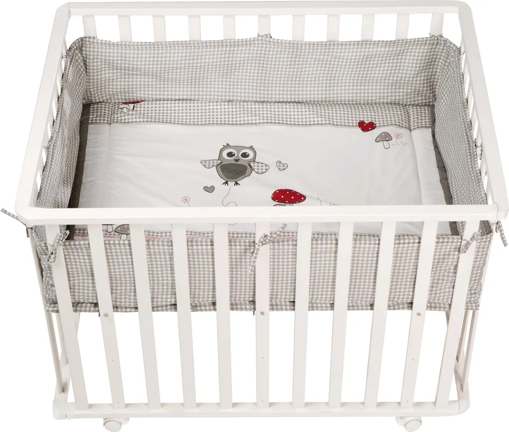 Roba Laufgitter 'Adam & Eule', 75 X 100 Cm, Spielgitter Inkl. Schutzeinlage Und Rollen, Holz Weiß