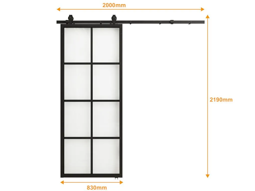 Schiebetür - 205 X 83 Cm - Aluminium & Sicherheitsglas - WILDEN