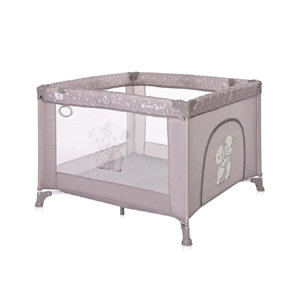 Lorelli Reiselaufstall Game Zone Matratze Seitliche Öffnung Faltbar Tragetasche Hellbraun – Bild 3