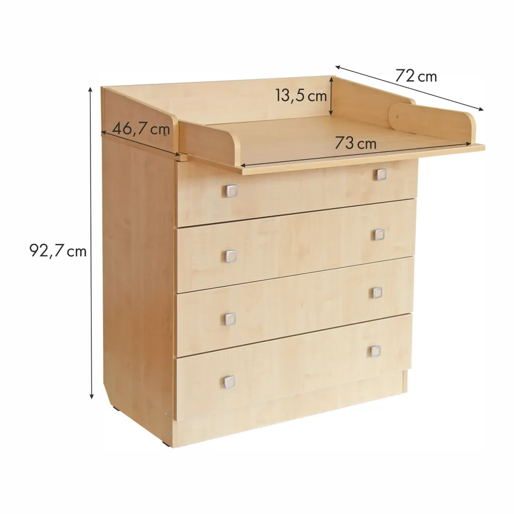 Baby Wickelkommode Simple Natur Ahorn Polini Kids – Bild 6