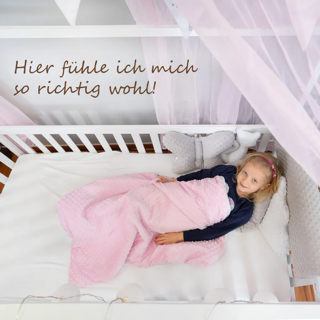 Alcube® Hausbett Deko-Set In Rosa Für Hausbetten Kinderbetten I 3er-Set Baldachin, Wimpelkette Und Lichterkette – Bild 8
