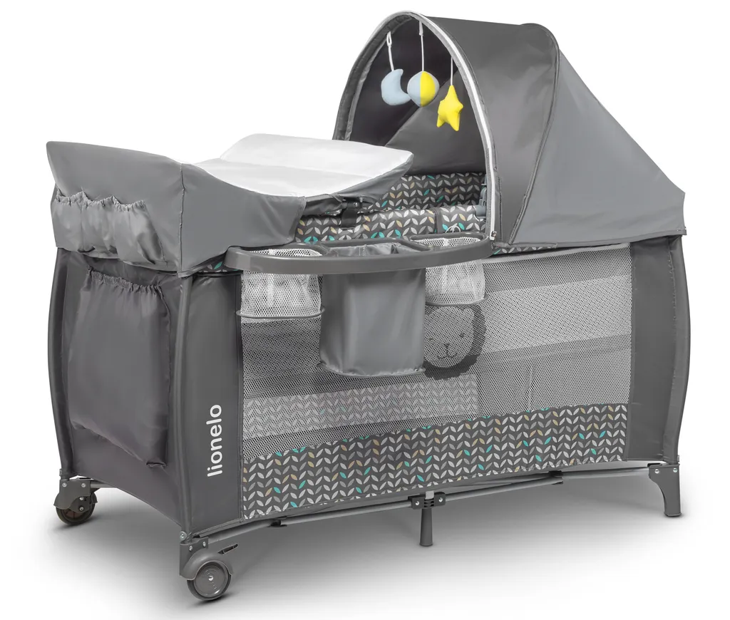 Reisebett Lionelo Sven Plus Grey Scandi Babybett Kinderbett Mit Wickelablage Klappbar – Bild 10