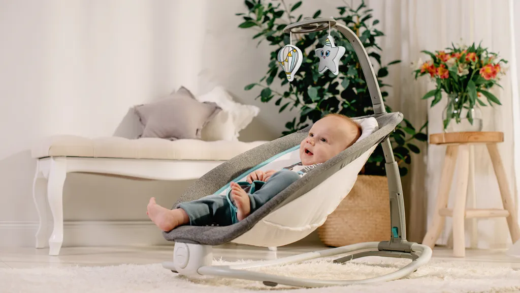 Lionelo Pascal Babywippe Babyschauke Babynest Baby Wippe Kinder Schaukel Bouncer Grau – Bild 5