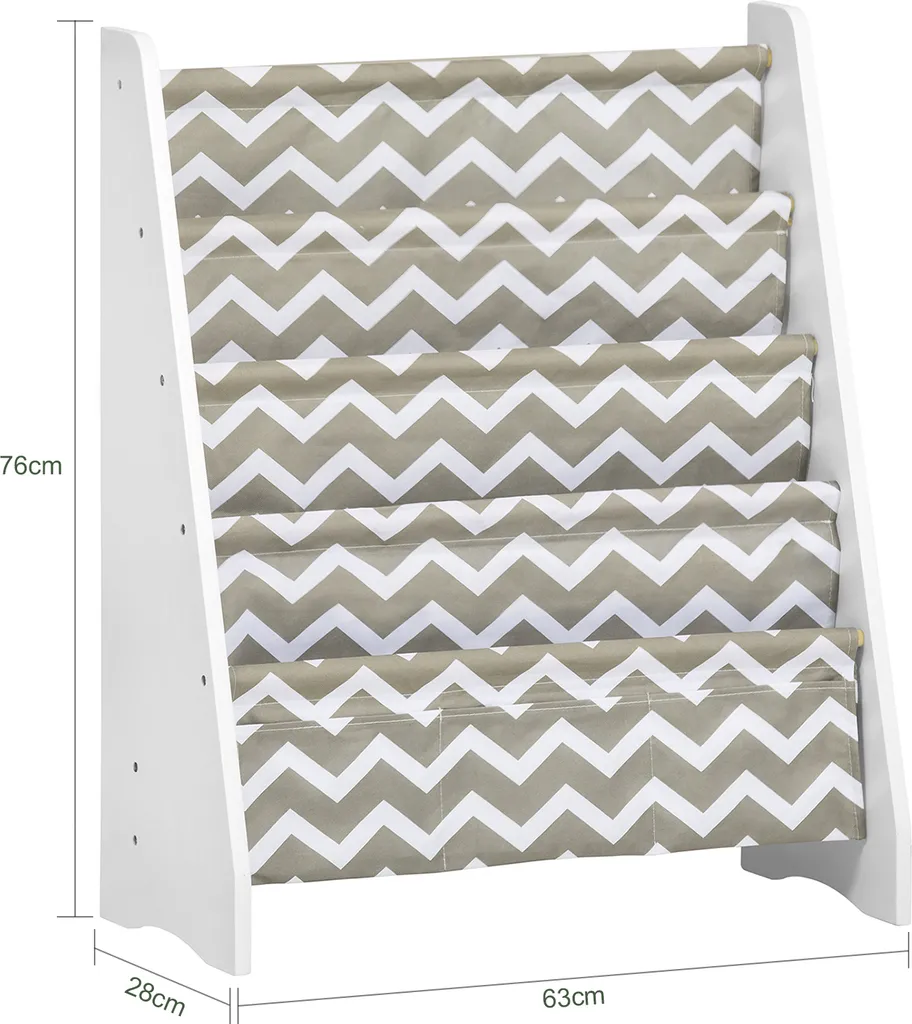 SoBuy KMB50-HG Kinder-Bücherregal Hängefächerregal Zeitungsständer Mit 4 Ablagefächern Büchergestell BHT Ca: 63x76x28cm – Bild 4