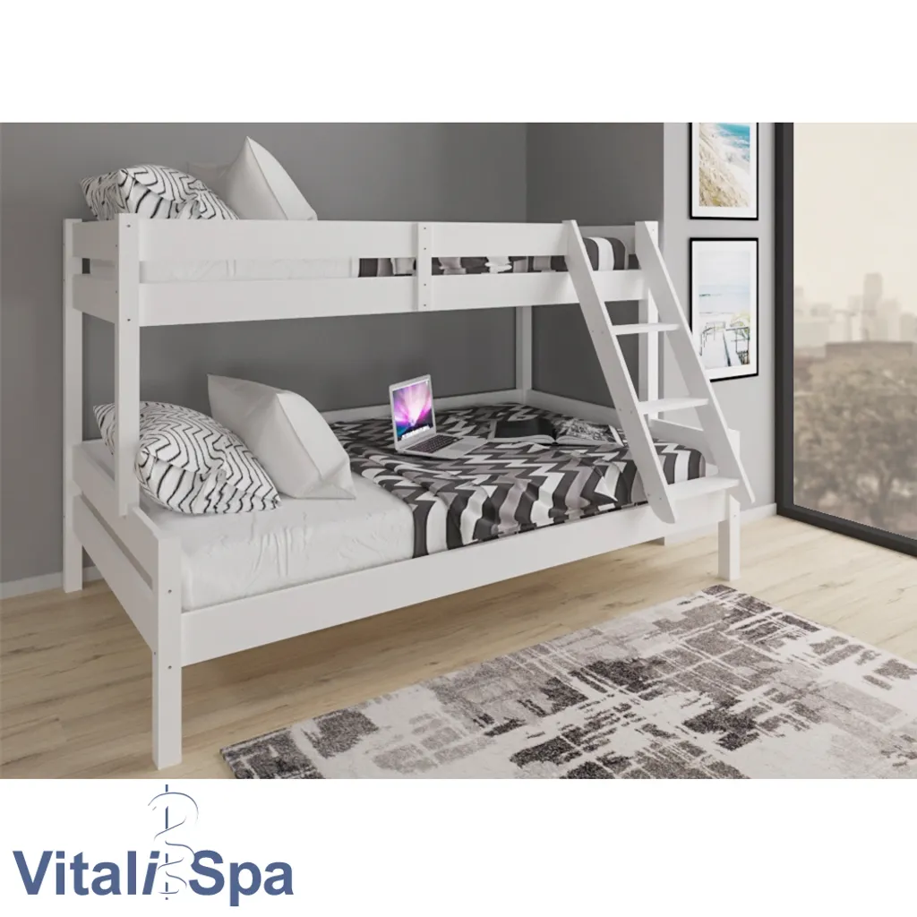 VITALISPA Kinderbett EVEREST Etagenbett Weiß Hochbett Spielbett Massiv Stockbett – Bild 4
