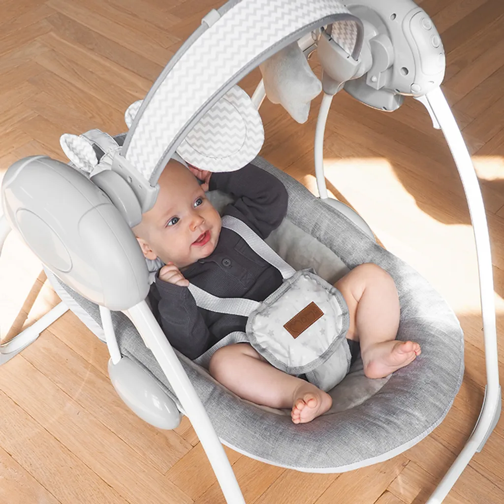 Babywippe Mit Musik Und Vibration Babywiege Schaukelwippe Baby Schaukel Verstellbar, Babyliegestuhl Baby Schlafkorb Babysitz MoMi Liss Teddy – Bild 9