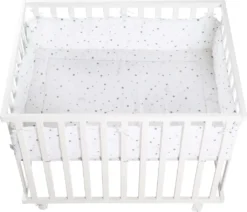 Roba Laufgitter ‚Sternenzauber Grau‘, 75 X 100 Cm, Spielgitter Inkl. Grauer Schutzeinlage Und Rollen, Weiß