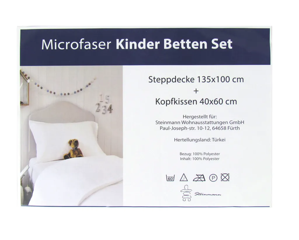 Premium Microfaser Kinder Bettenset Steppdecke 135 X 100cm Kopfkissen 40 X 60cm – Bild 2