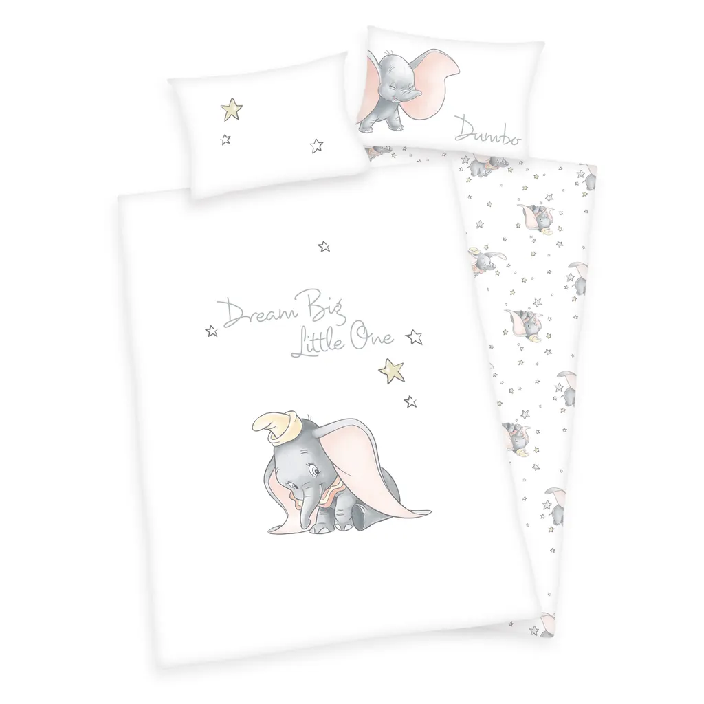 Herding DisneyŽs Dumbo Bettwäsche / Babybettwäsche / Kleinkinderbettwäsche, 100% Baumwolle ( Renforcé ), 40x60 + 100x135 Cm