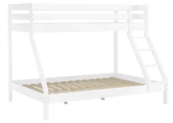 Doppel-Etagenbett Weiß 140x200 Und 90x200 Erwachsenen-Stockbett Kiefer Massivholz V-60.19-09-14WRollrost Inkl.