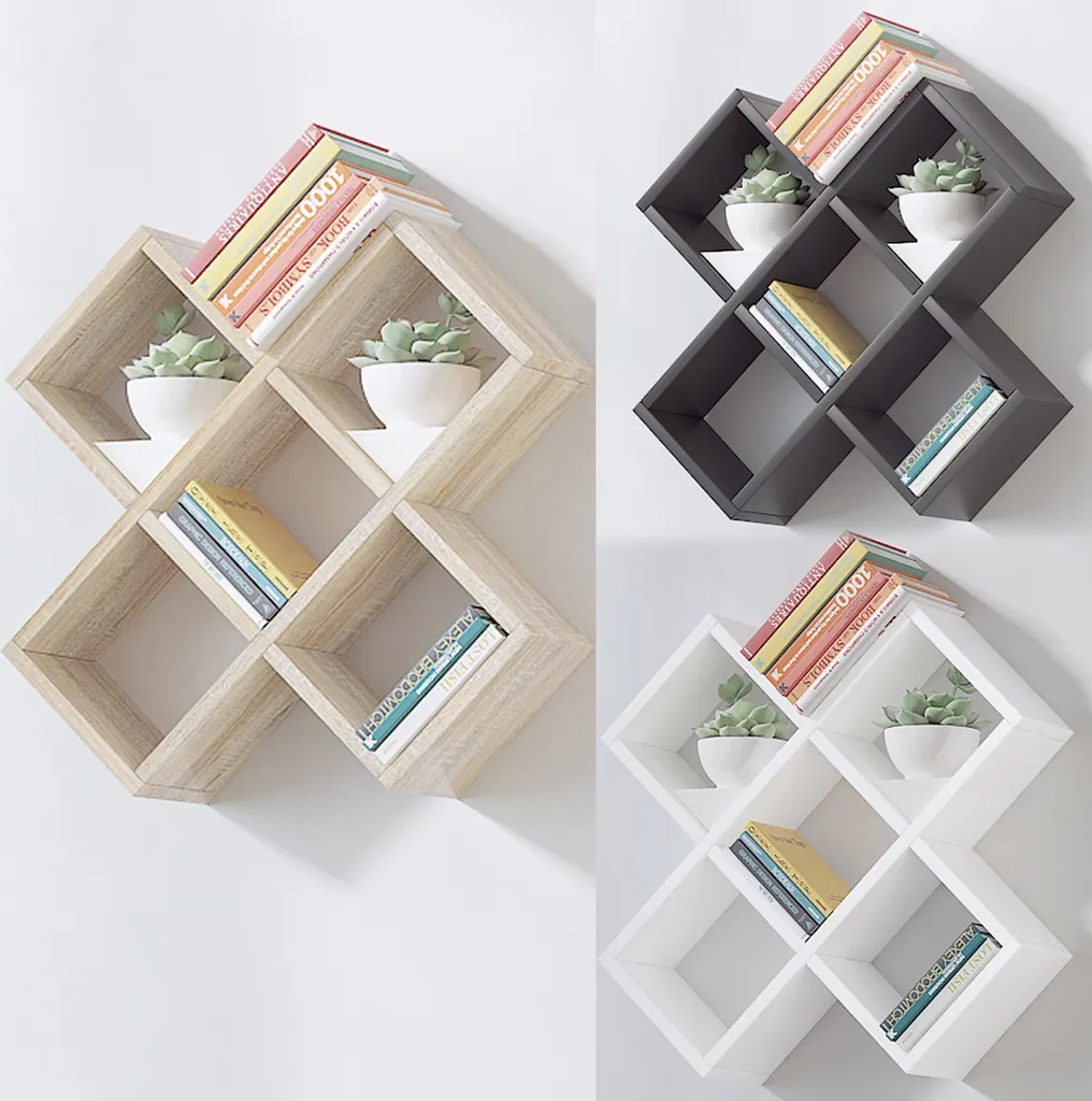 Paris Wandregal, CD Regal, DVD Regal, Bücherregal, Regal In Weiss, Schwarz, Sonoma Farbe , Farbe:Sonoma