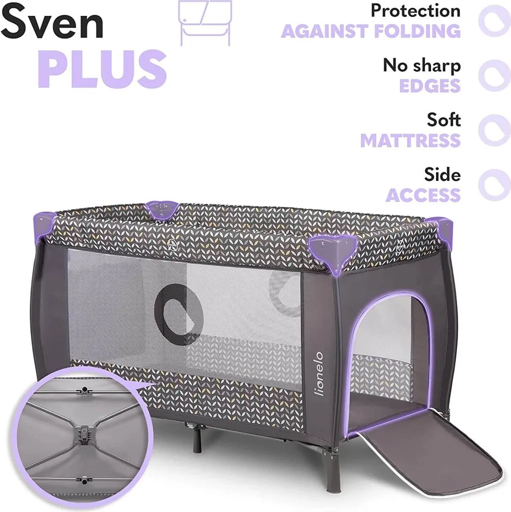 Reisebett Lionelo Sven Plus Grey Scandi Babybett Kinderbett Mit Wickelablage Klappbar – Bild 3