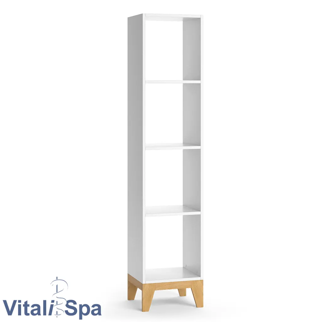 VitaliSpa Kinderregal Hochregal Würfelregal Malia Weiß Eiche Modern 35x160 Cm Kinderzimmer Regal Kindermöbel Ablage Fach Spielzeugaufbewahrung Spielzeugablage Kinderkleidung – Bild 2