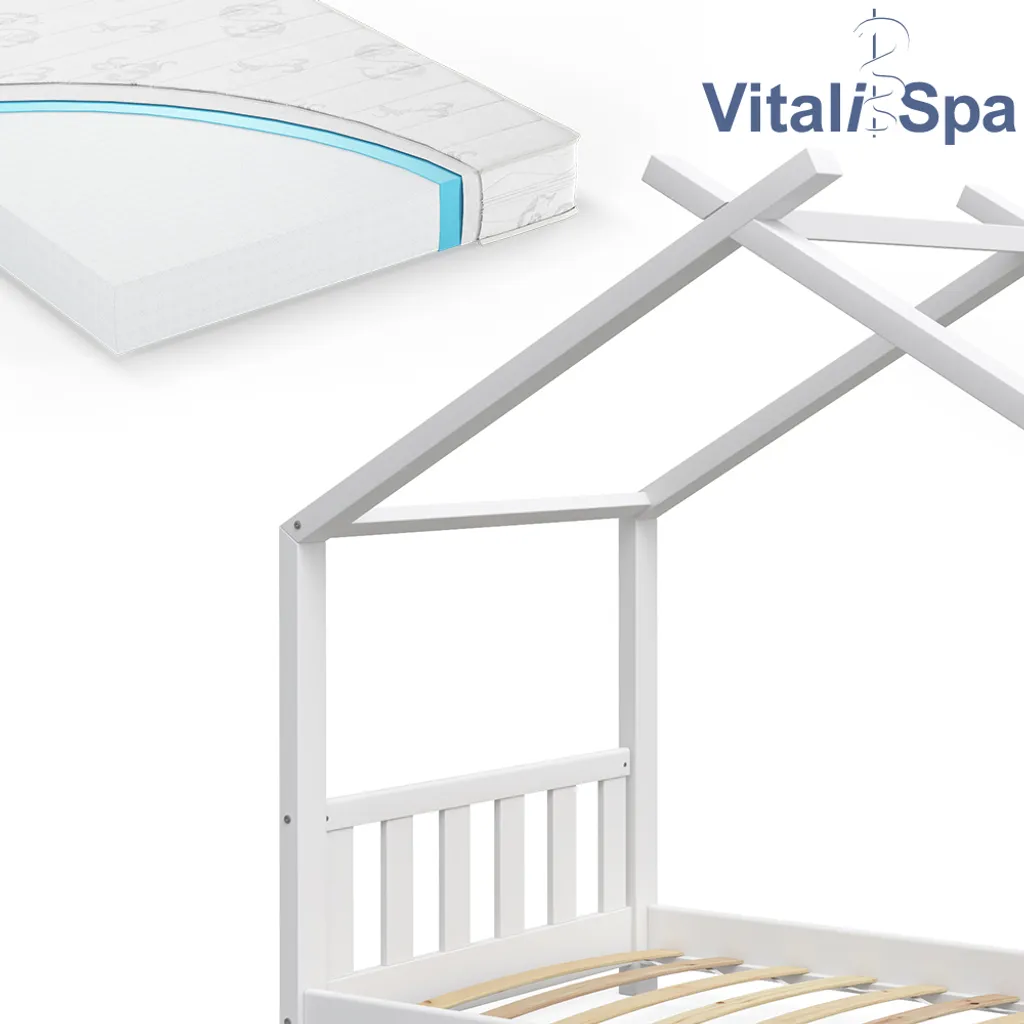 VitaliSpa Kinderbett + Matratze Design Weiß 168 X 138 X 87 Cm Massivholz – Bild 6