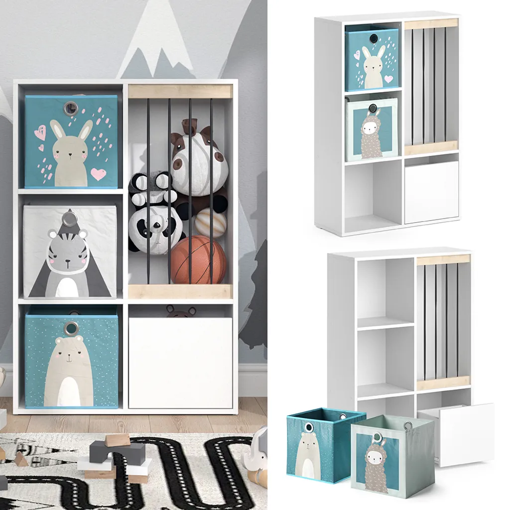 Vicco Aufbewahrungsregal Luigi Weiß 72 X 107,8 X 29,2 Cm Holzwerkstoff Inkl. Faltboxen