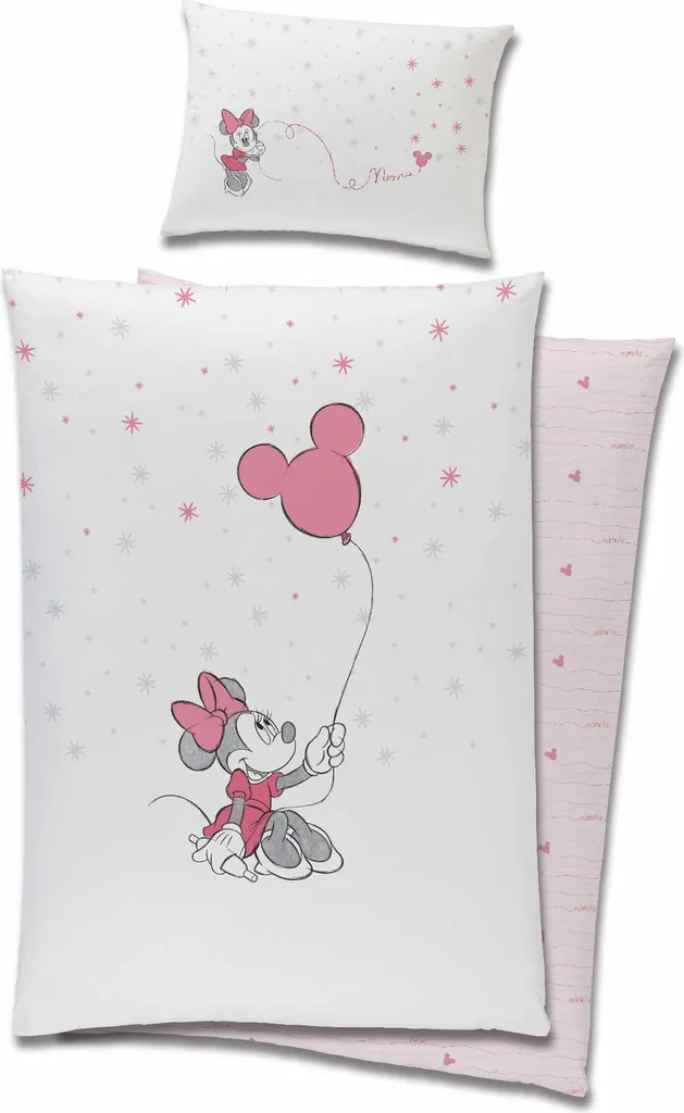 Minnie Maus Bettwäsche Set Garnitur Wendbar 90 X 120 Cm Disney Kinder Baumwolle