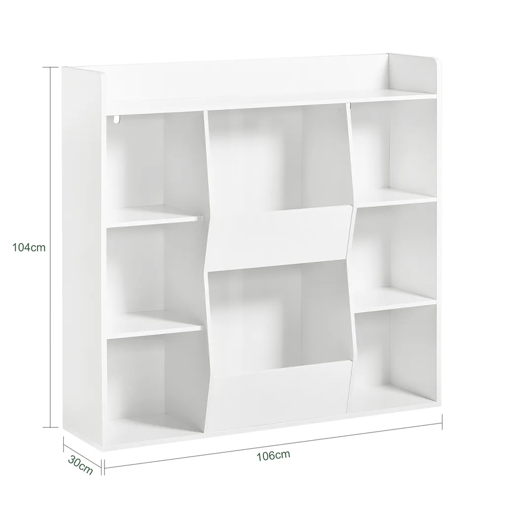 SoBuy KMB55-W Bücherregal Für Kinder Kinderregal Aufbewahrungsregal Mit 8 Offenen Fächern Spielzeugregal Standregal Kinderzimmer Möbel Weiß BHT Ca.: 106x104x30cm – Bild 5