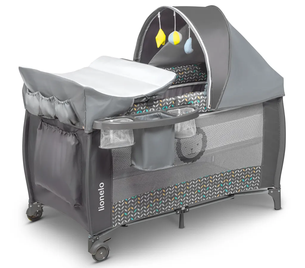 Reisebett Lionelo Sven Plus Grey Scandi Babybett Kinderbett Mit Wickelablage Klappbar – Bild 9