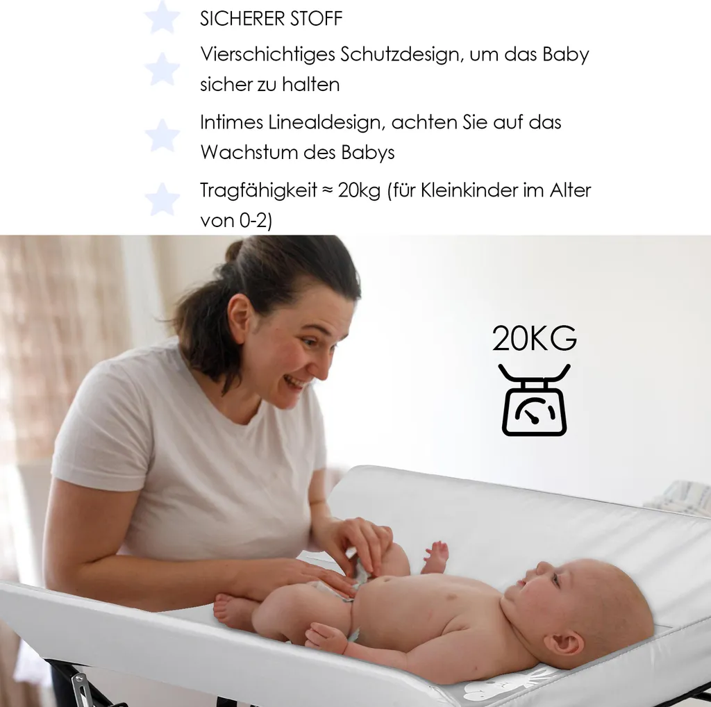 Lospitch Baby Wickeltisch Mulde Badewanne Höhenverstellbare Klappbar Wickelkommode Klappbarer Höhenverstellbarer Mit Auflage Mit Abschließbaren Rädern Sicherheitsgurt – Bild 4