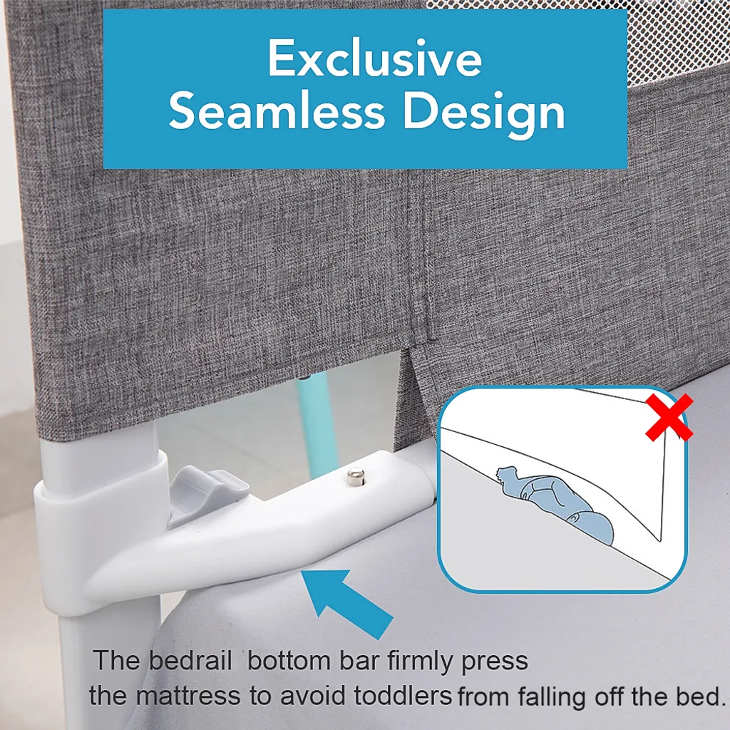 Zehnhase Bettgitter Länge 140 Cm 1 Seite Bettschutzgitter Kinderbettgitter Babybettgitter, Absturzsicherung Für Kinder, Baby, Grau – Bild 5