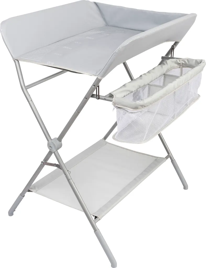 ONVAYA® Wickeltisch Klappbar | Wickelkommode Mit Auflage | Platzsparend & Mobil | Wickelkombination Mit Ablage Und Aufbewahrungskorb | Höhenverstellbar | Traglast Bis 15 Kg | Messleiste - Modell 2022