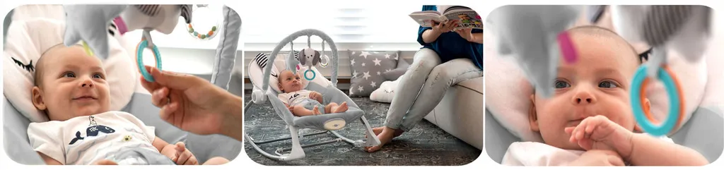 Babyschaukel Schaukelwippe Sway Babywippe Wippe Mit Vibration Ricokids - Rosa – Bild 12