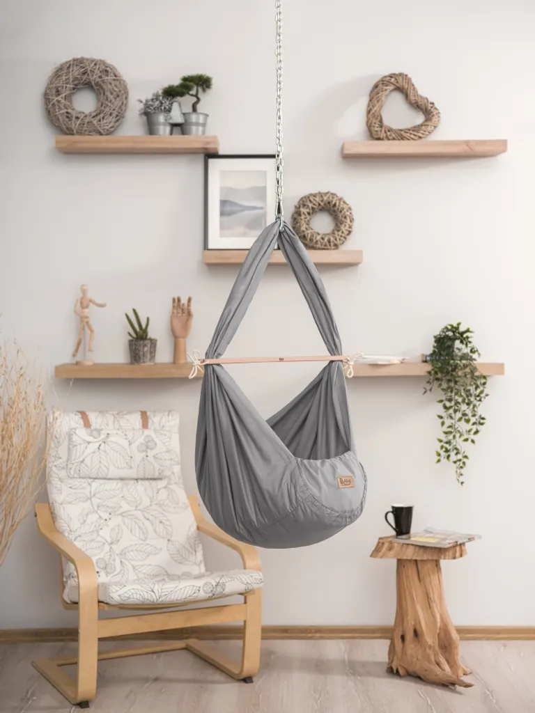 Federwiege Für Babys Inkl. Hängematte & Feder | Pflegeleicht | Anthrazit – Bild 2