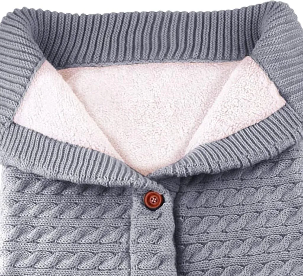 Baby Schlafsack Für Kinderwagen Gestrickt Schlafsack Süße Samt Warme Tasche Pucksack Stricken Wickeln Abnehmbare Ärmel Strick Decke Schlafsack Swaddle Für Babys Neugeboren – Bild 3