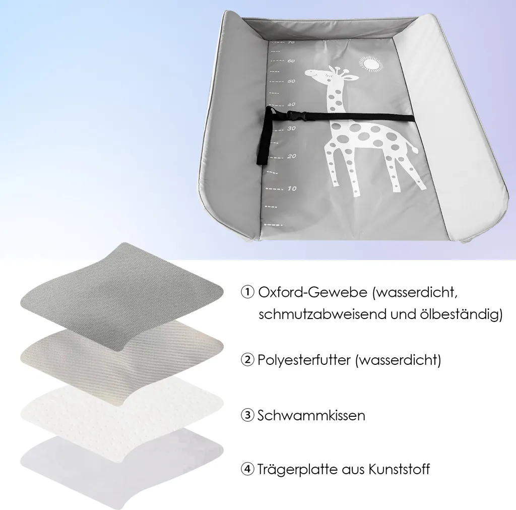 Lospitch Baby Wickeltisch Mulde Badewanne Höhenverstellbare Klappbar Wickelkommode Klappbarer Höhenverstellbarer Mit Auflage Mit Abschließbaren Rädern Sicherheitsgurt – Bild 6