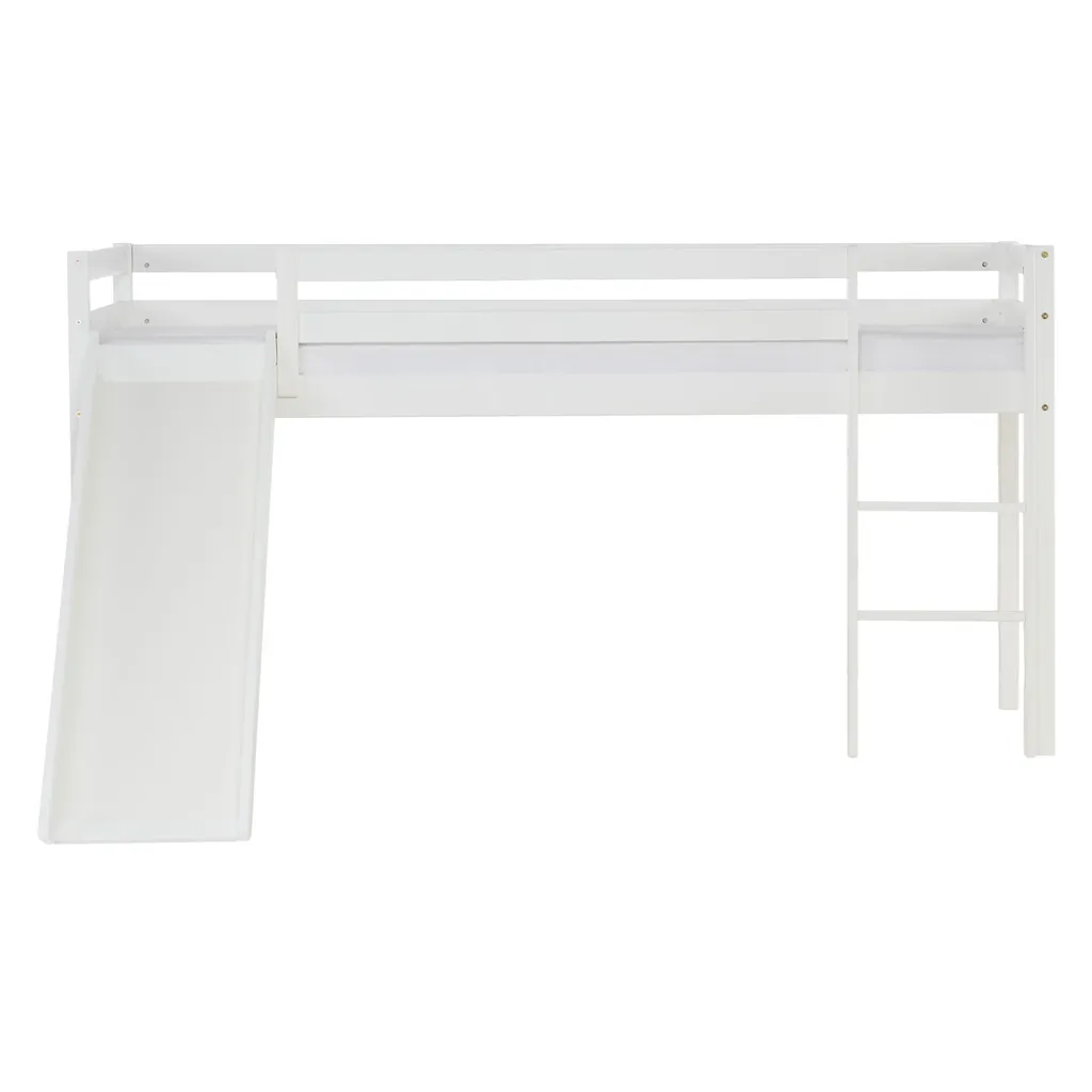Homestyle4u 2124, Hochbett Mit Rutsche Und Lattenrost Kinderbett Weiß Kiefer 90x200 Cm Jugendbett Spielbett Rutschbett – Bild 4