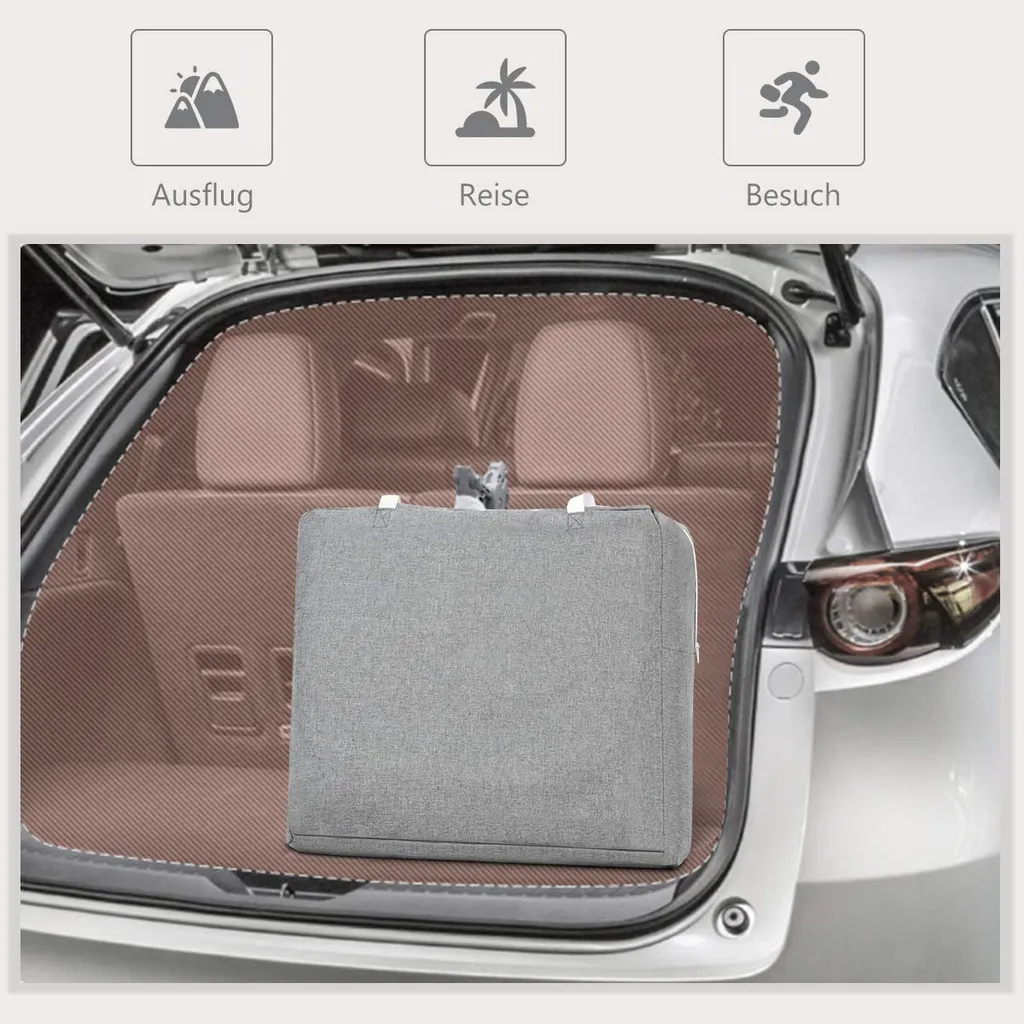 COSTWAY Stubenwagen Beistellbett Baby Babywiege Reisebett Schaukelwiege Mit Transporttasche Und Matratze Faltbar Klappbar Tragbar (grau) – Bild 3