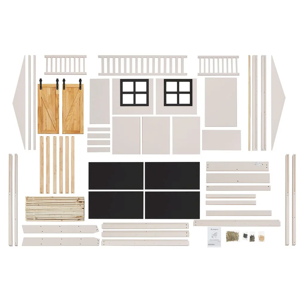 Juskys Kinderbett Farmhaus 90 X 200 Cm Mit Treppe, Dach & Fenster – Hochbett Rosa Für Kinder – Lattenrost Bis 150 Kg – Hausbett Aus Massivholz – Bild 20