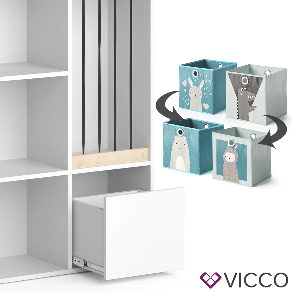 Vicco Aufbewahrungsregal Luigi Weiß 72 X 107,8 X 29,2 Cm Holzwerkstoff Inkl. Faltboxen – Bild 6