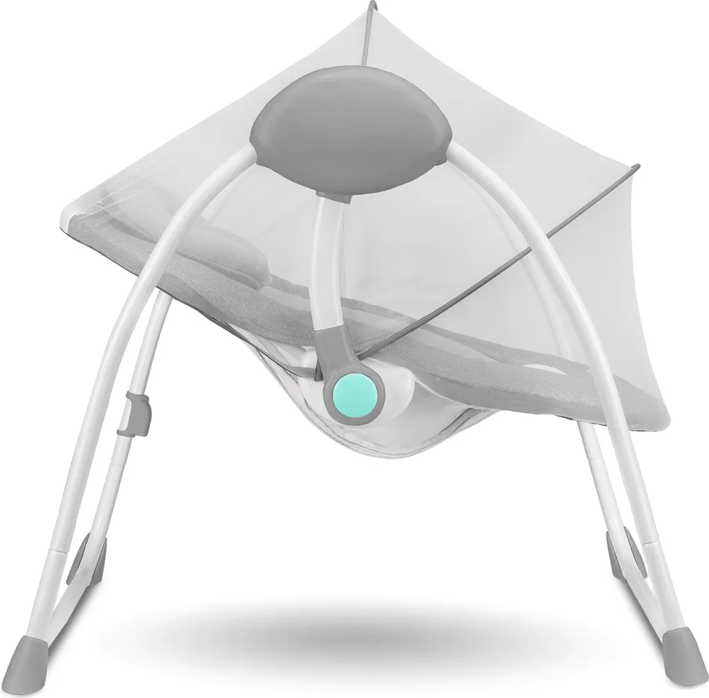 Lionelo Ruben Baby Wippe Babyschaukel Elektrisch Mit Liegefunktion Von 0 Bis 9 Kg Moskitonetz Kuscheltierbügel Dunkelgrau-Türkis – Bild 7