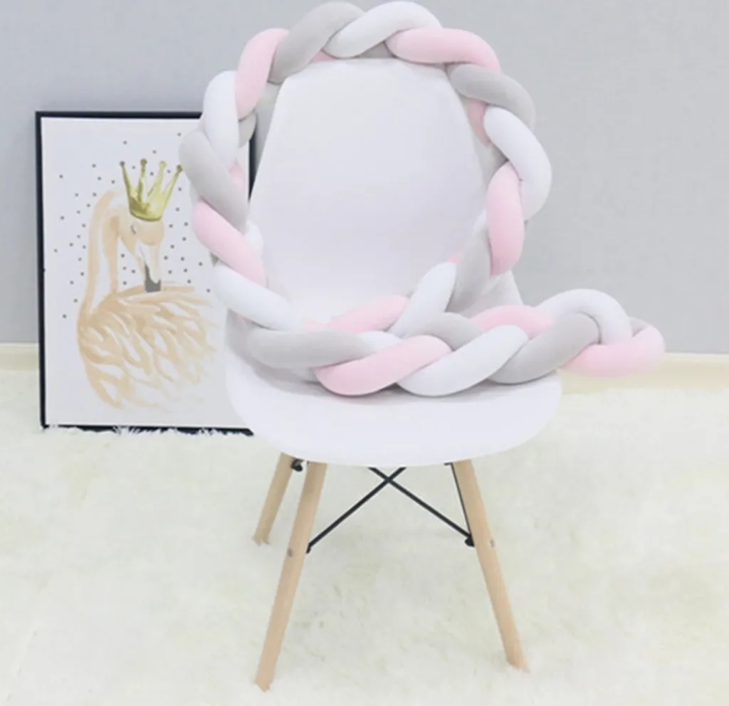 200cm Bettumrandung Geflochten Bettschlange Babybett Stoßstange Baby Nestchen Weben Kantenschutz Kopfschutz Dekoration Für Krippe Kinderbett – Bild 2