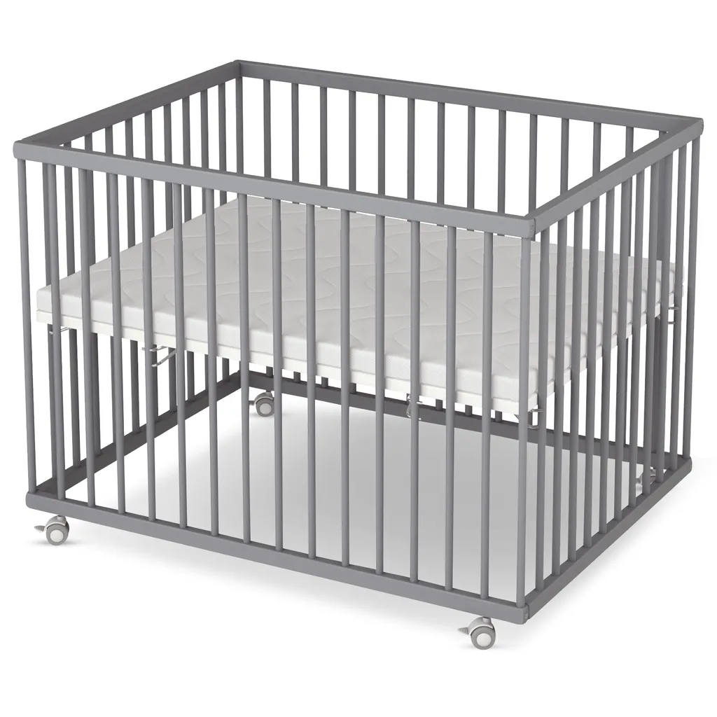 Sämann Laufgitter Basic 75x100 Cm Mit Matratze, Grau