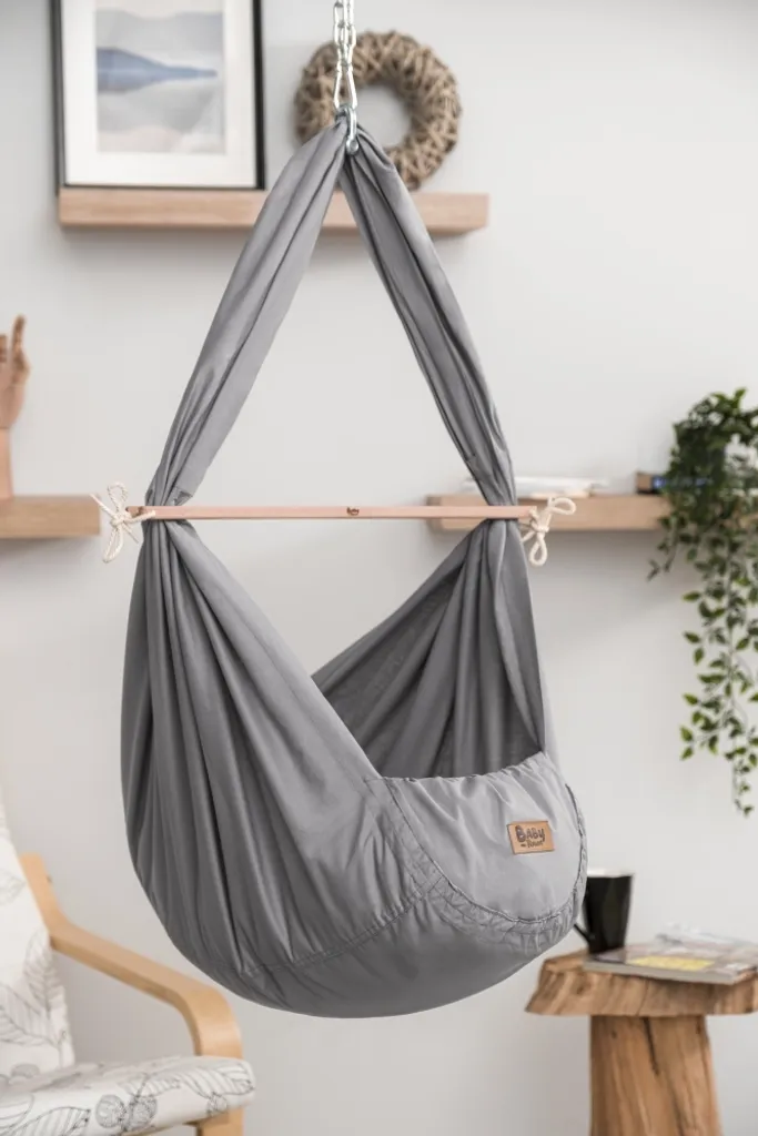 Federwiege Für Babys Inkl. Hängematte & Feder | Pflegeleicht | Anthrazit