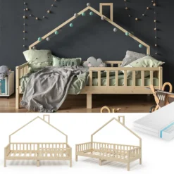 VitaliSpa Kinderbett + Matratze Noemi Natur 93 X 208 X 155 Cm Massivholz