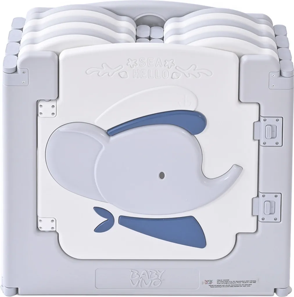 Baby Vivo Laufgitter Aus Kunststoff Faltbar - Kapitän Benjamin In Grau Und Weiß – Bild 5